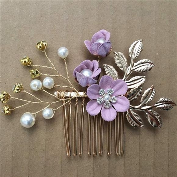 NUOBESTY 4Pcs Wedding Hair Clip Comb Handmade Bridal Hair Clip Pearl Floral main image 4